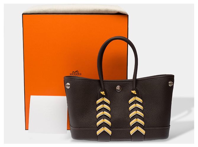 Hermès Borsa HERMES Garden Party in Pelle Marrone - 103323 - vista 2
