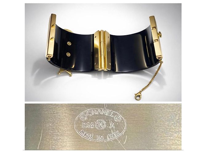 Raro bracciale largo dichiarativo in oro nero di Chanel 14A Paris Dallas D'oro - vista 10