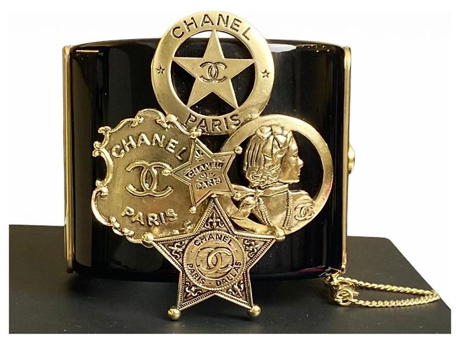 Raro bracciale largo dichiarativo in oro nero di Chanel 14A Paris Dallas D'oro - vista 2