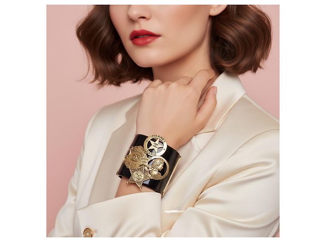 Raro bracciale largo dichiarativo in oro nero di Chanel 14A Paris Dallas D'oro - vista 5
