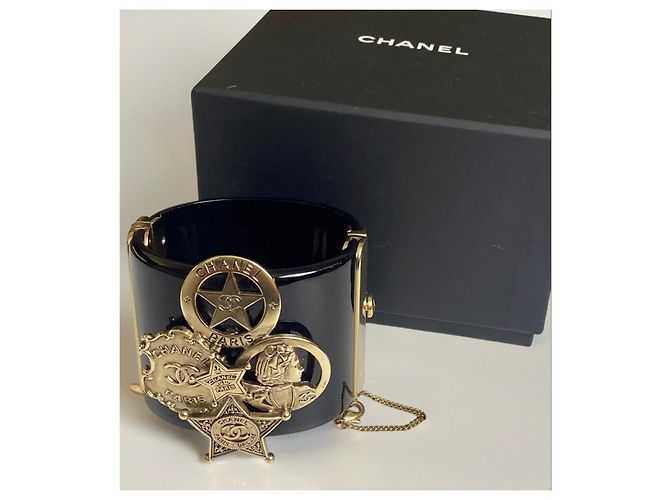 Raro bracciale largo dichiarativo in oro nero di Chanel 14A Paris Dallas D'oro - vista 6