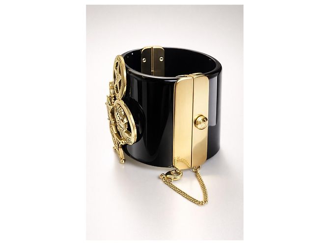 Raro bracciale largo dichiarativo in oro nero di Chanel 14A Paris Dallas D'oro - vista 7
