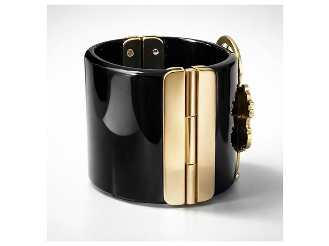 Raro bracciale largo dichiarativo in oro nero di Chanel 14A Paris Dallas D'oro - vista 8