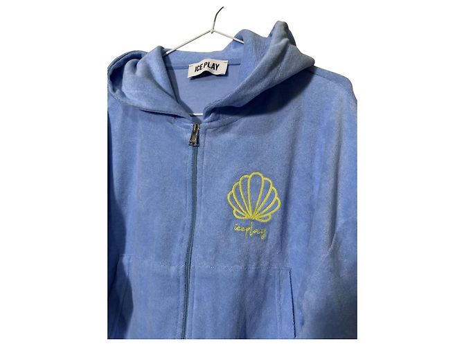 Sudadera con capucha Iceberg Ice Play de terciopelo azul L - vista 2