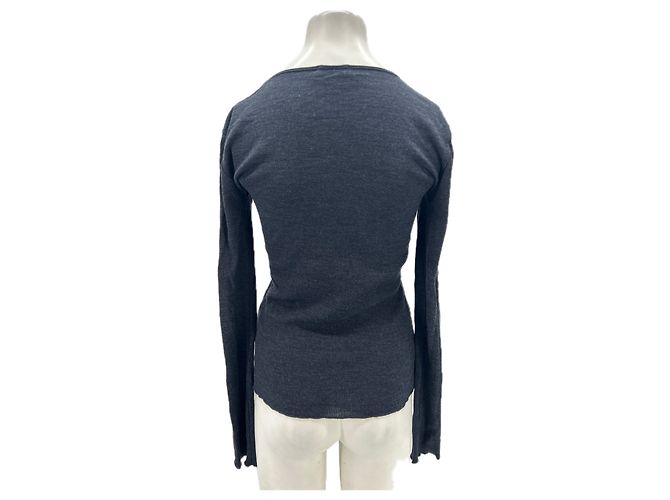 Autre Marque Langarm-Top in Marinewolle Marineblau - Ansicht 2