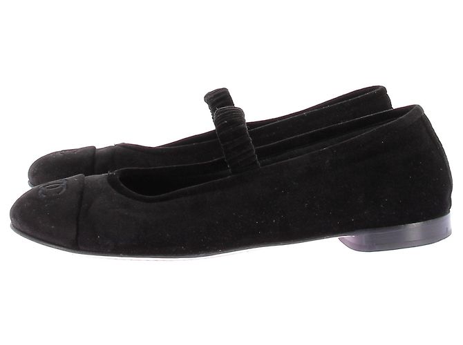 Chanel Samtballerinas Schwarz - Ansicht 3