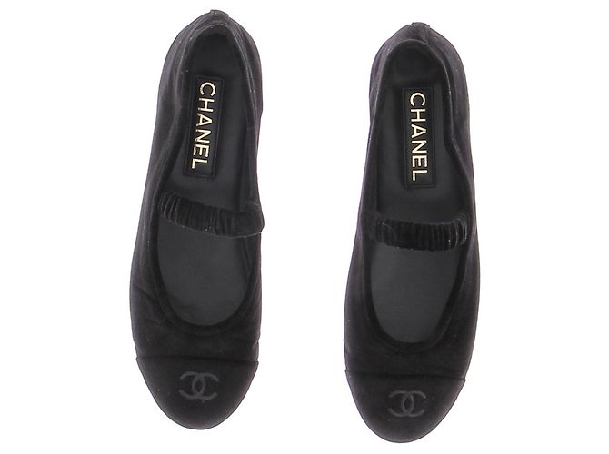 Chanel Samtballerinas Schwarz - Ansicht 6