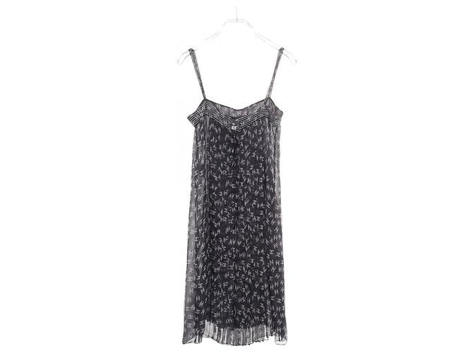Timeless Vestido de seda Coco Mark da Chanel Marrom Preto - vista 2