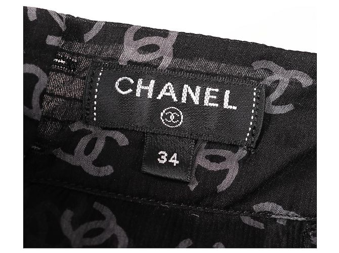 Timeless Vestido de seda Coco Mark da Chanel Marrom Preto - vista 3