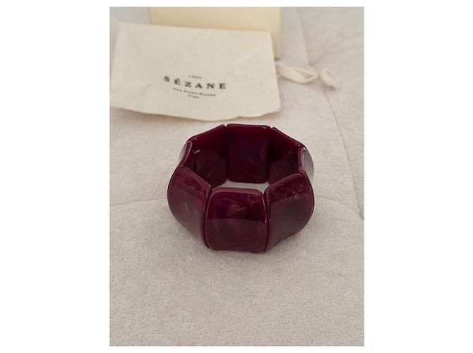 SéZane Bracciale rigido "Mario" in resina color melanzana Porpora - vista 7