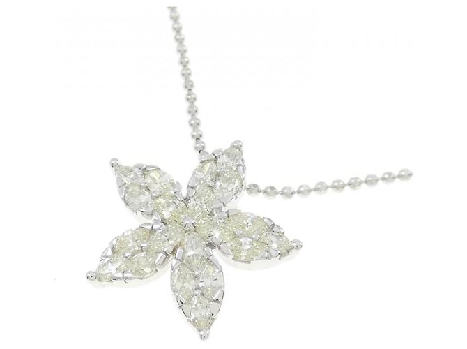 Autre Marque Collana in diamante in oro bianco Au750 a forma di fiore Argento - vista 3