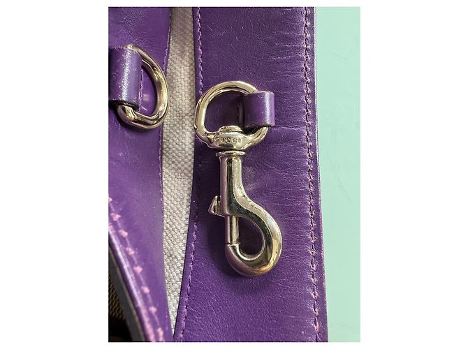 Gucci Abbey Tote GG Canvas e pelle viola Beige Viola scuro - vista 10