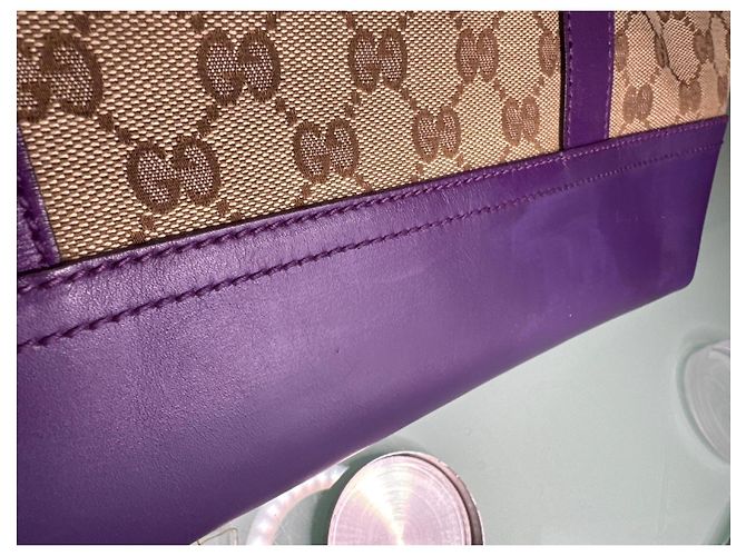 Gucci Abbey Tote GG Canvas e pelle viola Beige Viola scuro - vista 13