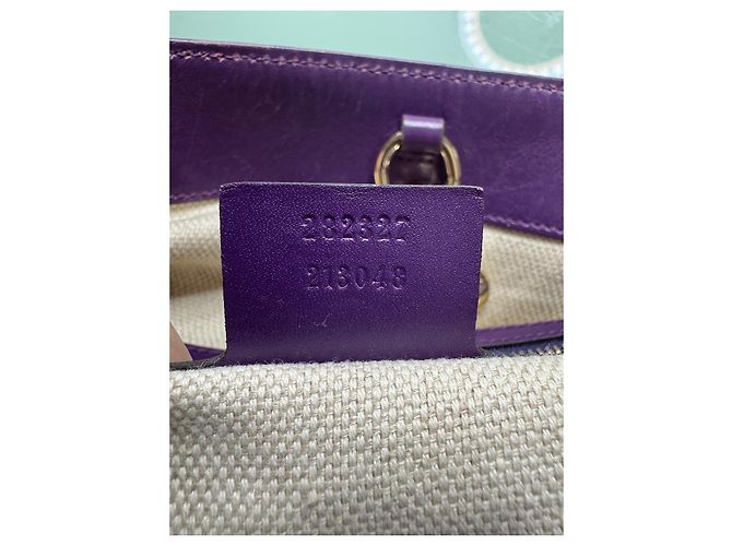 Gucci Abbey Tote GG Canvas e pelle viola Beige Viola scuro - vista 8