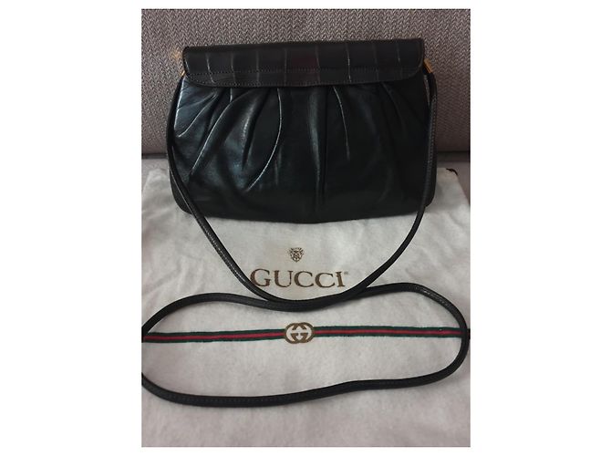 Borsa a spalla Gucci in pelle marrone con chiusura in bambù - vista 3