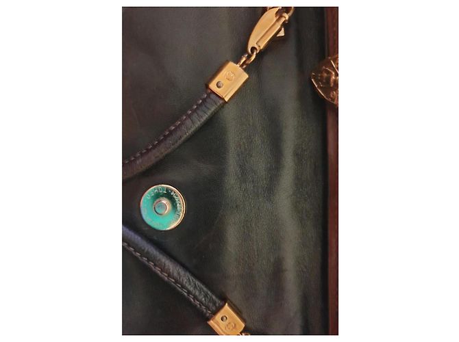 Borsa a spalla Gucci in pelle marrone con chiusura in bambù - vista 8