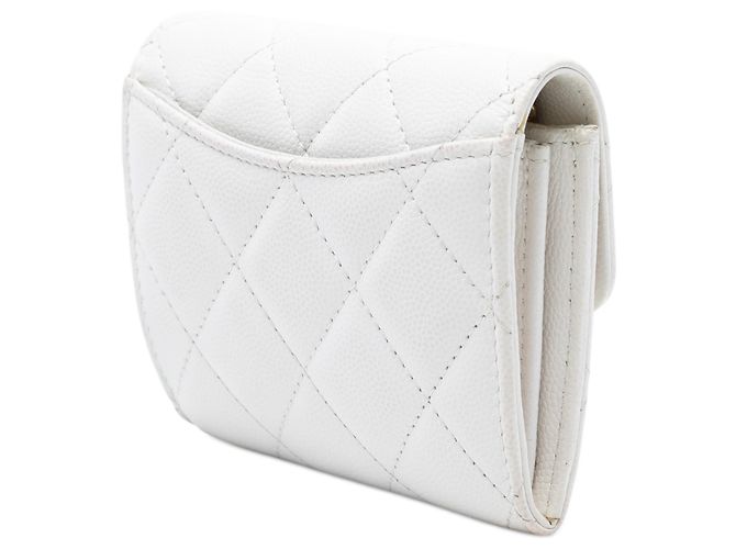 Wallet On Chain Tarjetero de caviar blanco acolchado CC de Chanel con cadena - vista 2