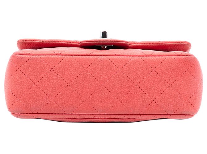 Chanel Laranja Mini Retangular Clássico Caviar Com Uma Aba Pescaria - vista 3