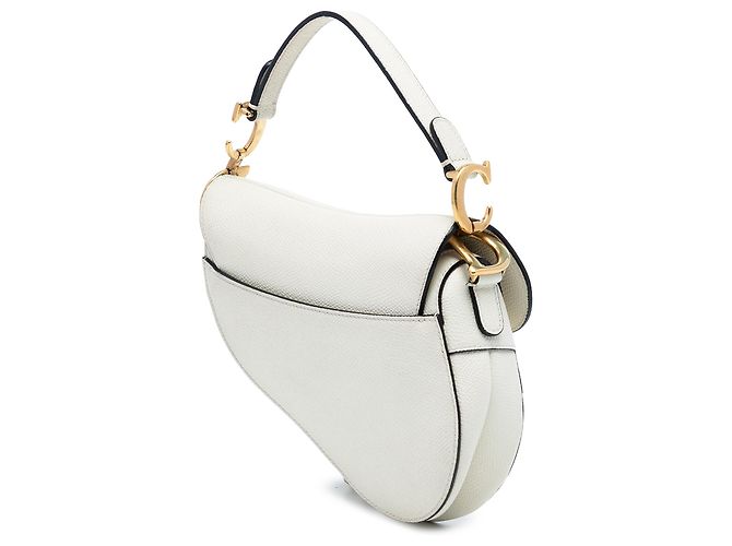 Borsa Saddle in pelle di vitello grana bianca Dior Bianco - vista 2