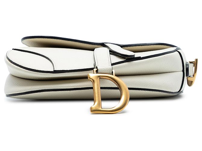 Borsa Saddle in pelle di vitello grana bianca Dior Bianco - vista 3