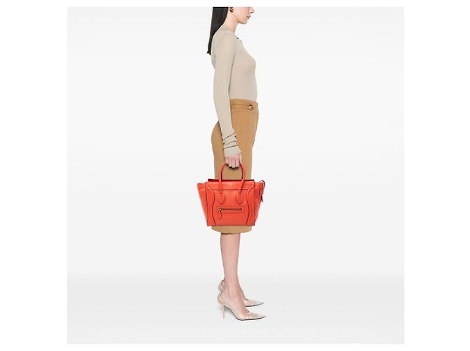 Luggage Céline Celine Orange Micro-Leder Reisetasche - Ansicht 7