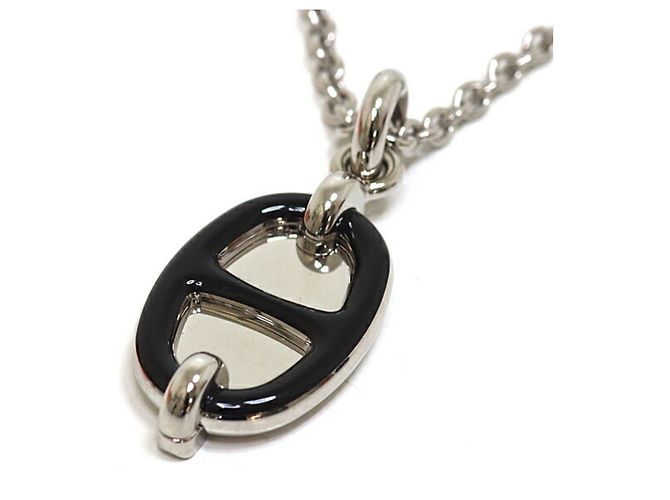 Collar Mini Maillon PM de Hermès Negro Plata - vista 3