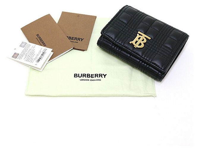 Billetera plegable Burberry en cuero negro - vista 2