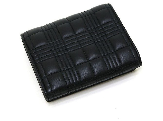 Billetera plegable Burberry en cuero negro - vista 3