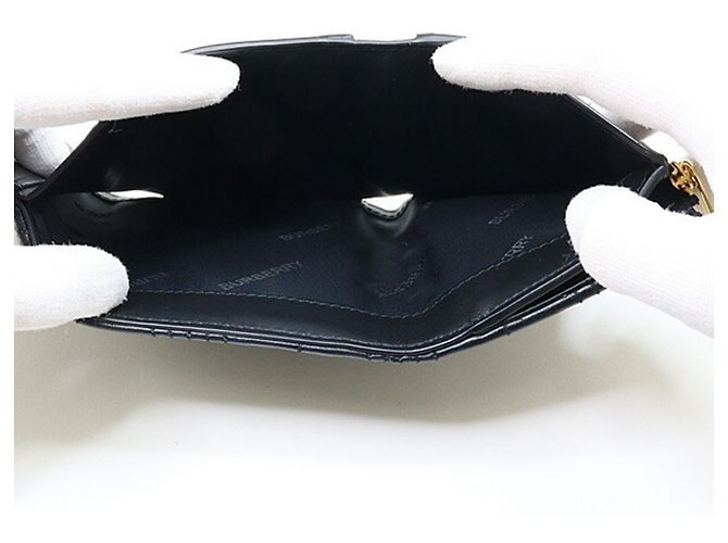 Billetera plegable Burberry en cuero negro - vista 5
