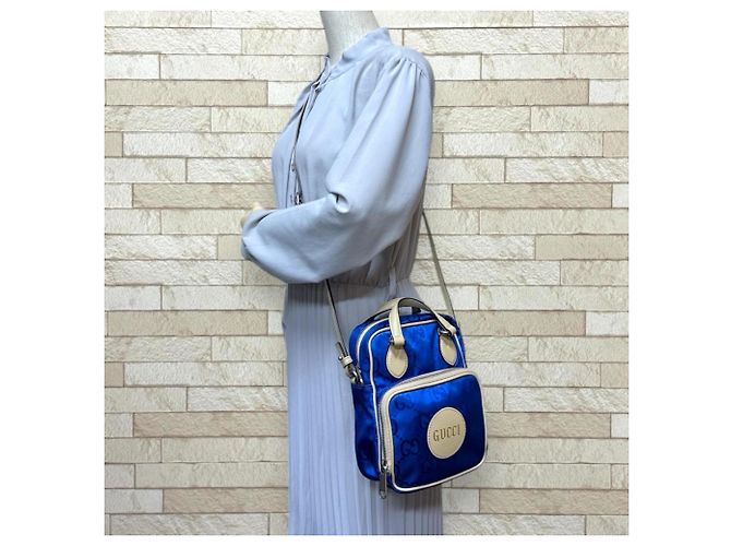 Borsa a Spalla Gucci Ob the Grid Blu Beige - vista 2