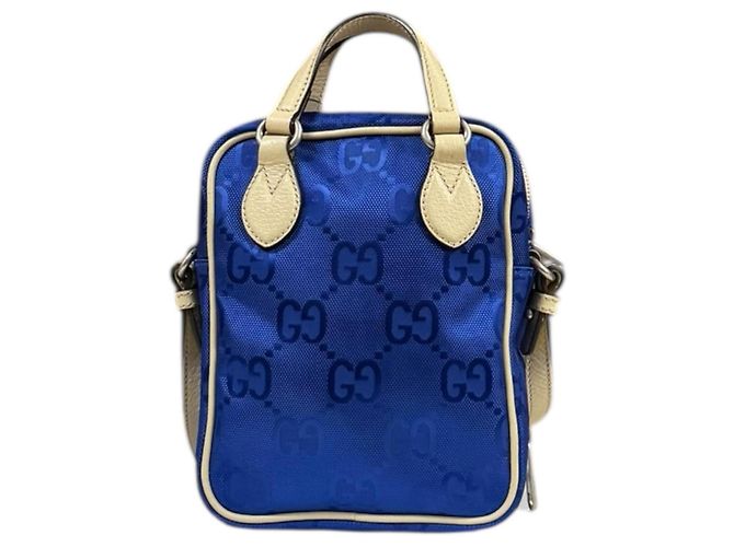 Borsa a Spalla Gucci Ob the Grid Blu Beige - vista 3