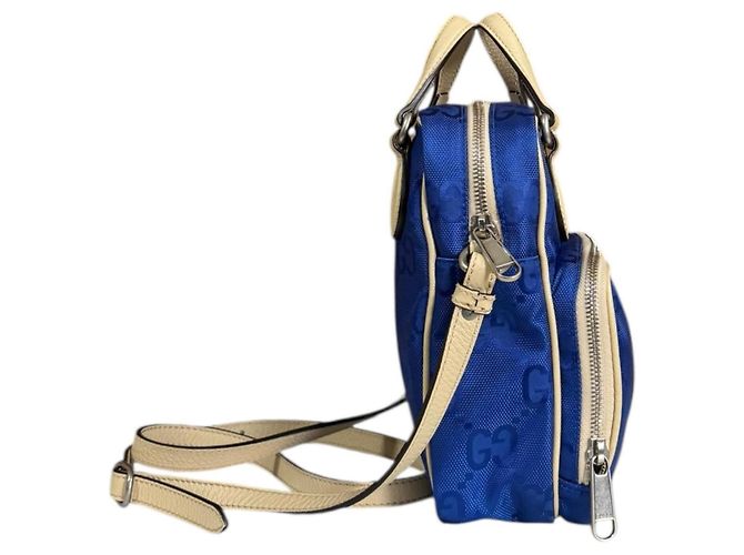 Borsa a Spalla Gucci Ob the Grid Blu Beige - vista 4