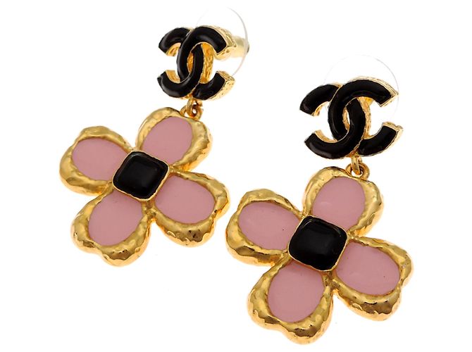 Pendientes de mujer Chanel Coco Mark Flower Negro Rosa Dorado - vista 2