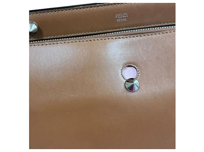 Fendi Dotcom Schultertasche aus Leder Braun - Ansicht 11