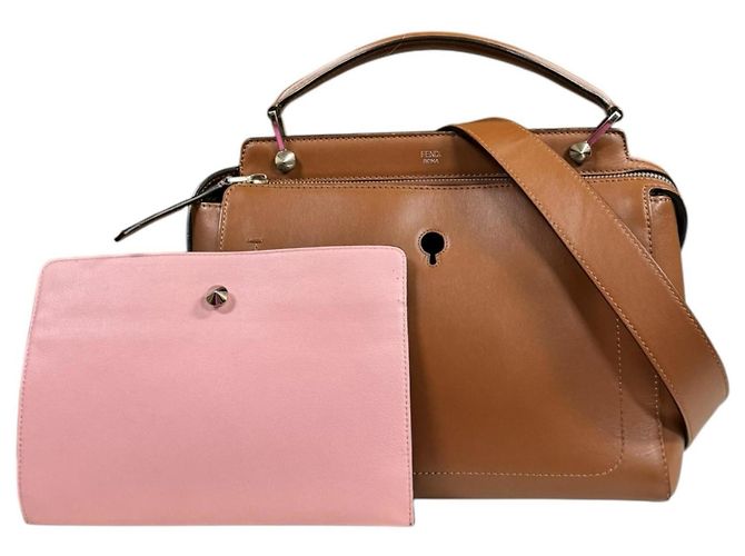 Fendi Dotcom Schultertasche aus Leder Braun - Ansicht 2