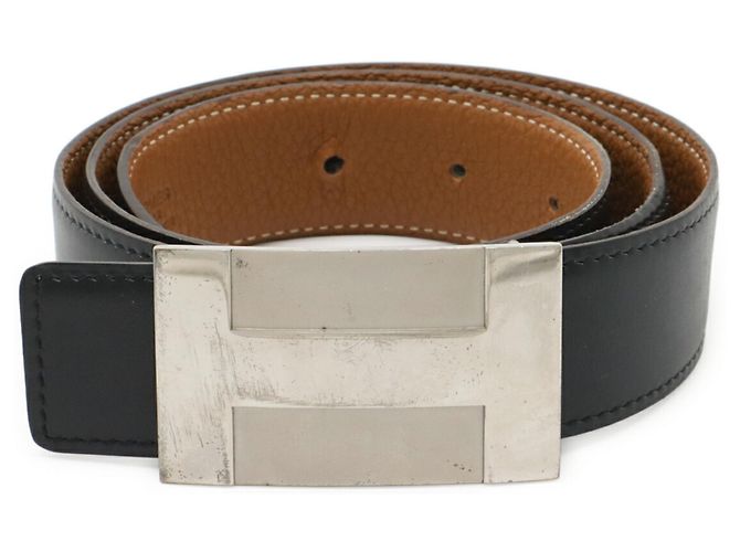 Cinturón Reversible H-Plate de Hermès Castaño Negro - vista 2