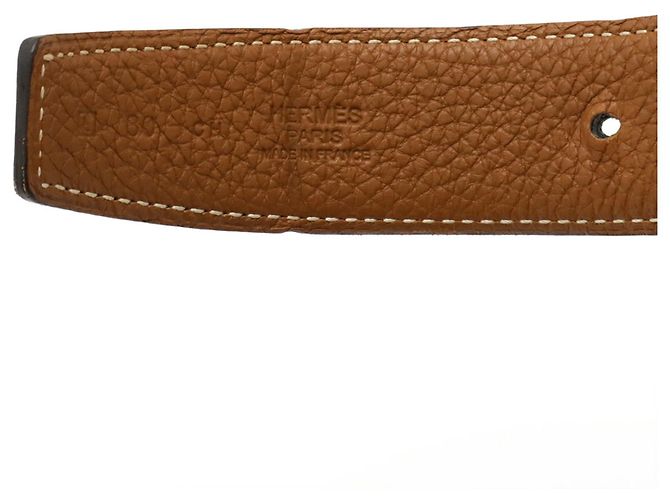 Cinturón Reversible H-Plate de Hermès Castaño Negro - vista 8