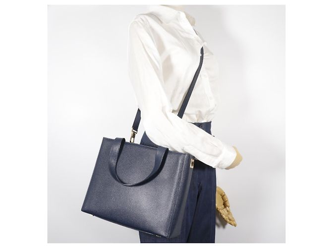 Céline Borsa a Spalla Celine MC1739 in Pelle di Vitello Blu Navy 2 Vie A5 - vista 17