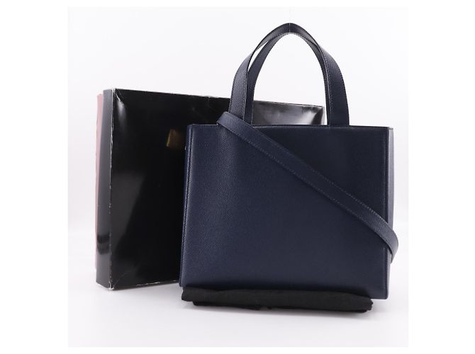 Céline Borsa a Spalla Celine MC1739 in Pelle di Vitello Blu Navy 2 Vie A5 - vista 18
