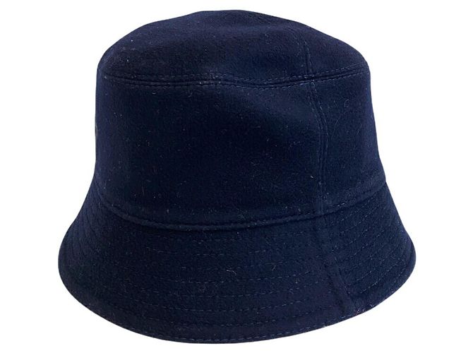 Cappello bucket in lana blu navy e rosso Louis Vuitton - vista 2
