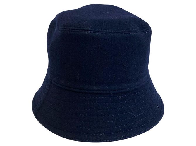 Cappello bucket in lana blu navy e rosso Louis Vuitton - vista 3