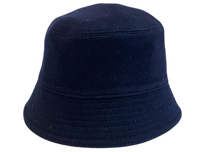 Cappello bucket in lana blu navy e rosso Louis Vuitton - vista 4