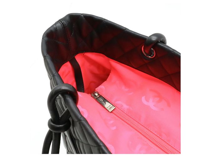 Große Schultertasche Chanel Cambon Line Coco Mark Schwarz Pink - Ansicht 6