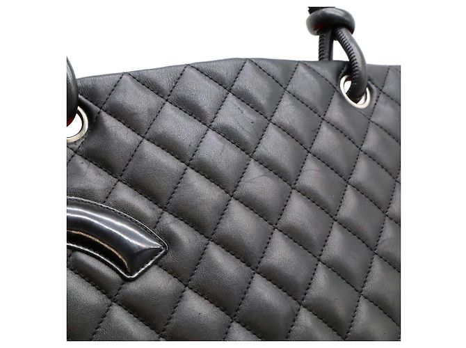 Große Schultertasche Chanel Cambon Line Coco Mark Schwarz Pink - Ansicht 8