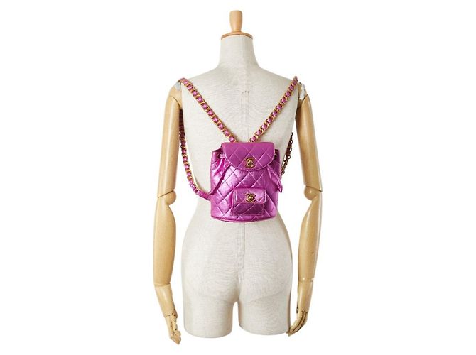 Zaino Chanel Matelassé Coco Mark con hardware dorato e catena Argento - vista 14