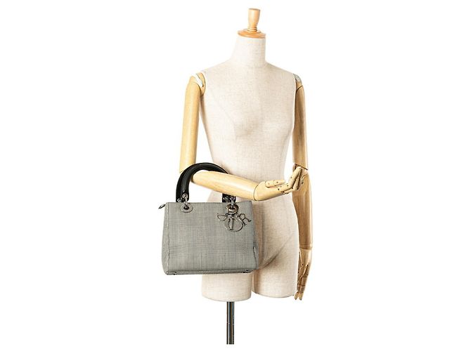 Borsa Dior Lady Houndstooth di Christian Dior Nero Bianco - vista 12