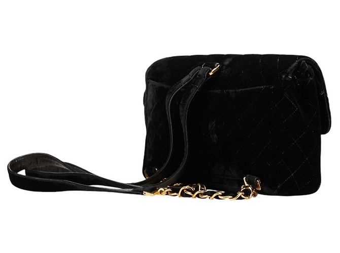 Zaino Chanel Matelassé 25 Coco Mark in velluto nero e pelle - vista 2