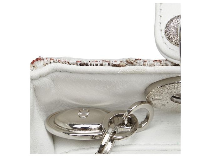 Borsa a mano Dior Lady Canage in tweed Christian Dior Bianco Multicolore - vista 4