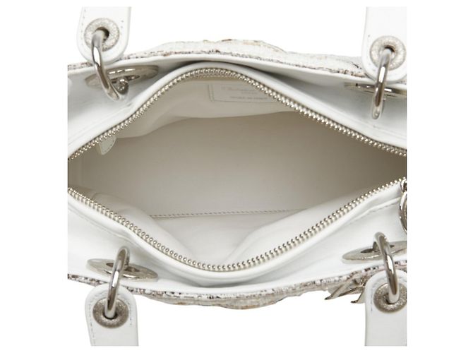 Borsa a mano Dior Lady Canage in tweed Christian Dior Bianco Multicolore - vista 6