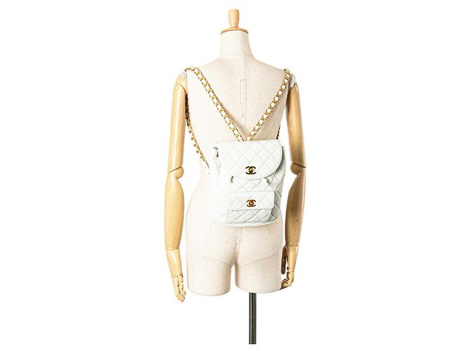CHANEL Matelasse Coco Mark Chain Backpack White - view 13